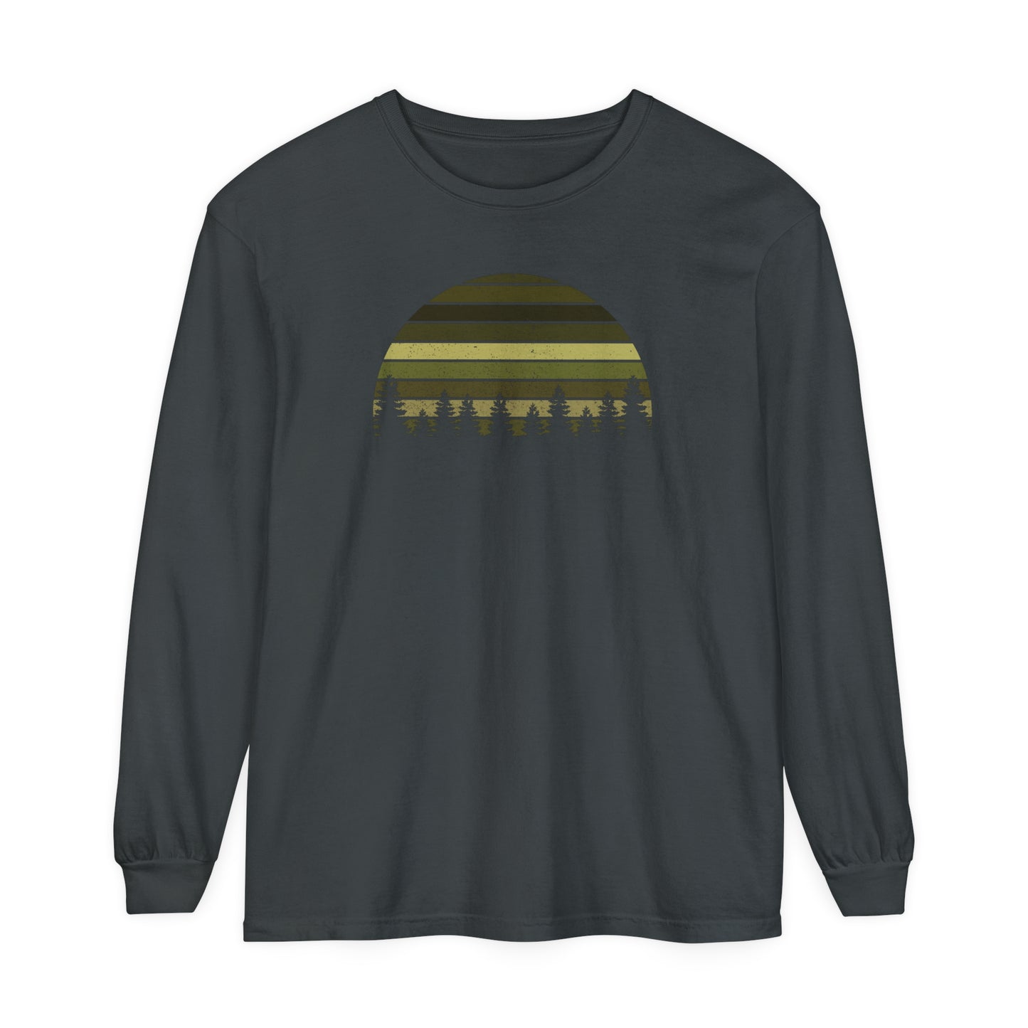 Mountain Green Pines - Unisex Garment-dyed Long Sleeve T-Shirt