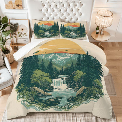 Rustic Mountain Falls Comforter Set - King, Queen, Full, & Twin Sizes Available