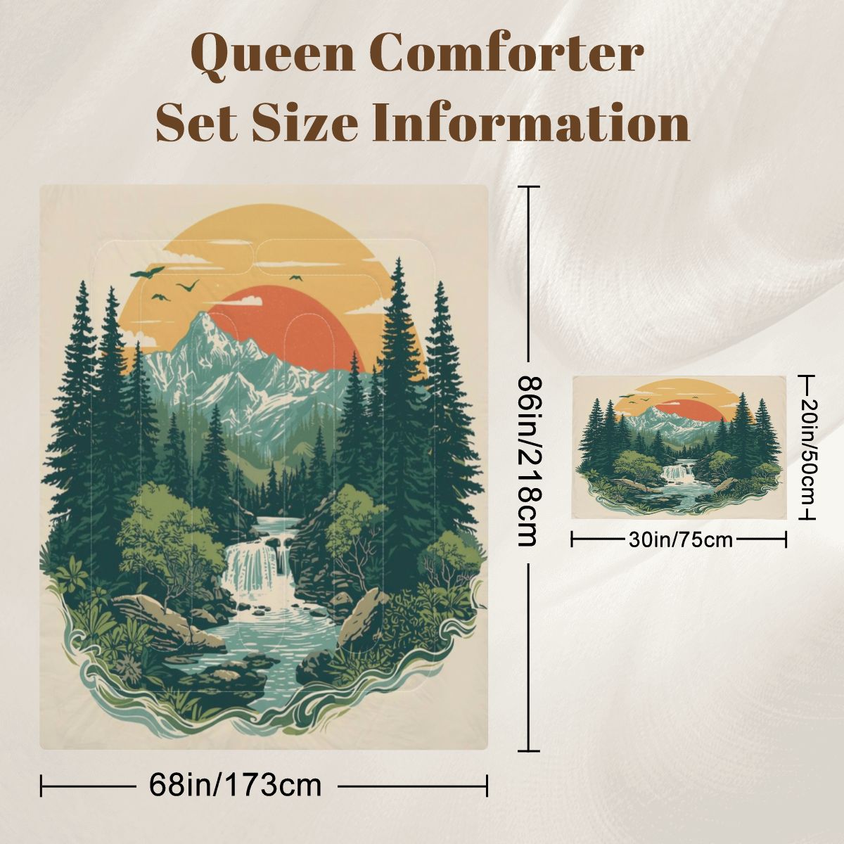 Rustic Mountain Falls Comforter Set - King, Queen, Full, & Twin Sizes Available