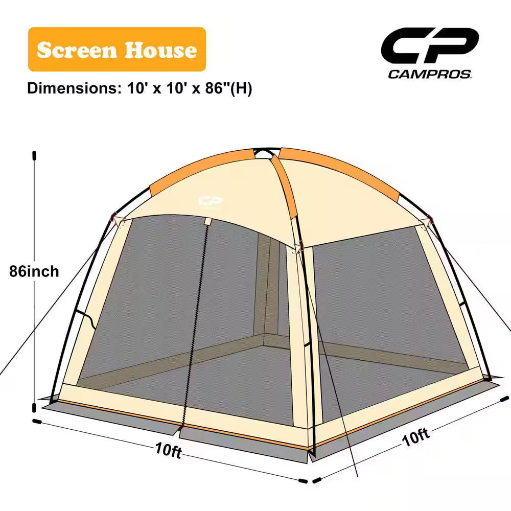 10 X 10 Ft. Mesh Net Wall Canopy Screen Dome Tent in Khaki UV Protect for Camping