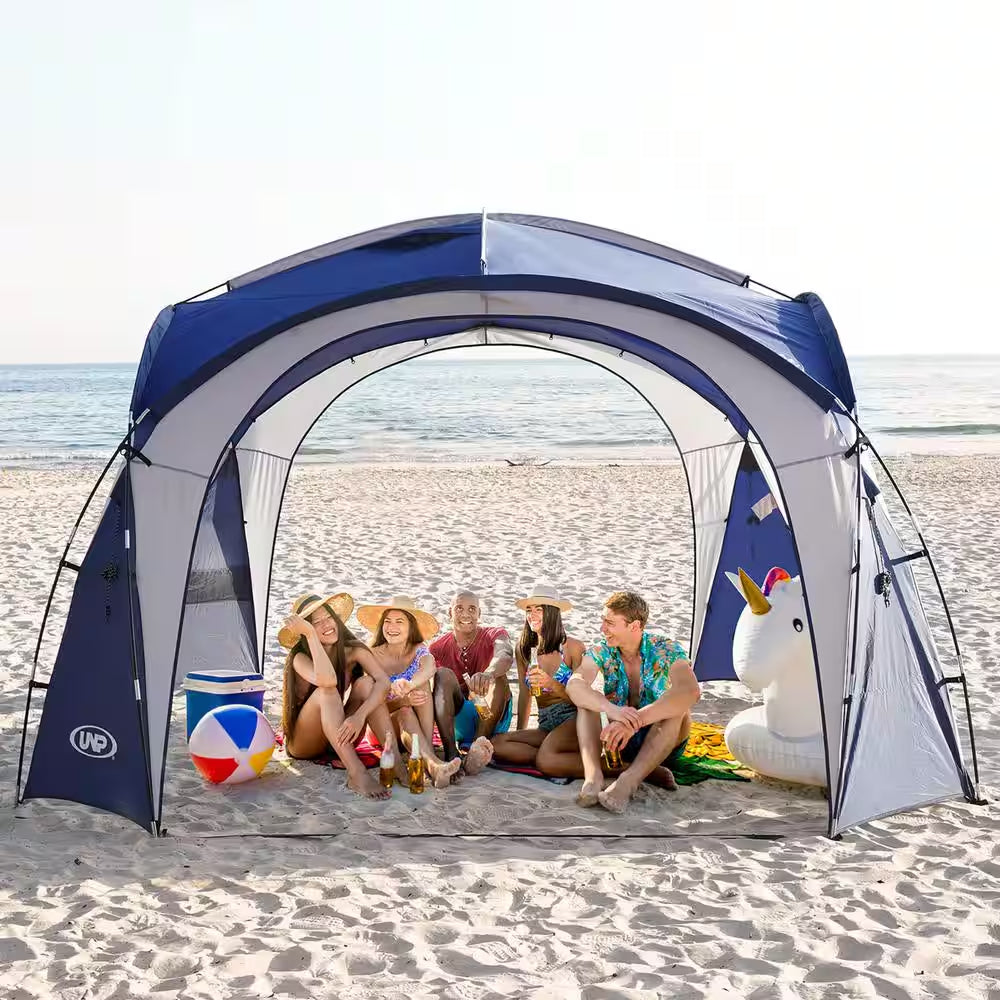 Blue Large Sun Shelter for 9-People to 12-People UPF50+ Portable Beach Sunshade Tent with Carry Bag
