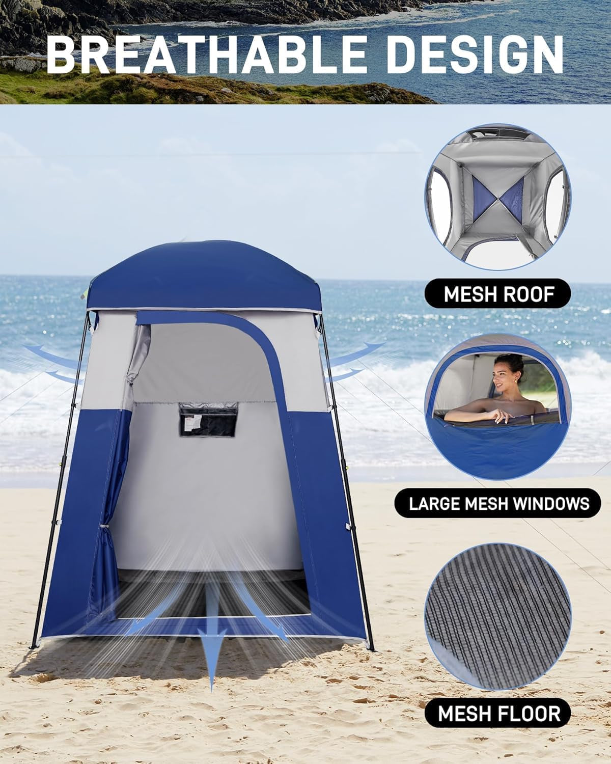 Shower Tent, Portable Privacy Tent Outdoor Camping 1/2 Room Toilet Tents with Shower Bag & Dressing Room for Beach, Camping & Hiking