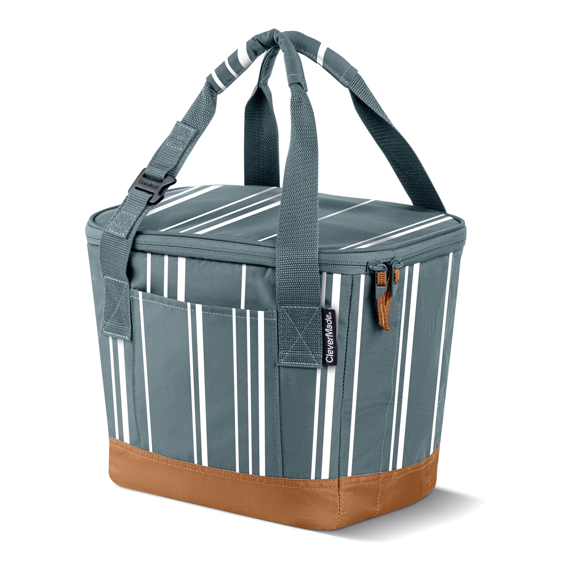 Tahoe Collapsible Cooler Bag, 18 Can Capacity, Dusty Teal Striped