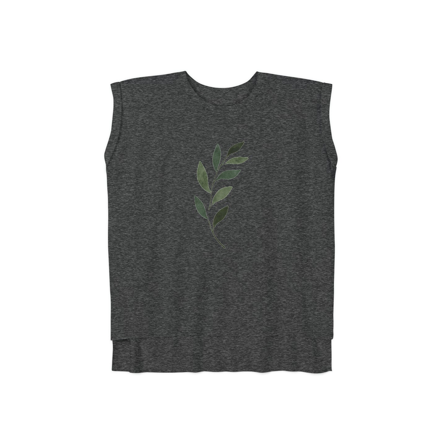 Green Leaf Women’s Flowy Rolled Cuffs Muscle Tee