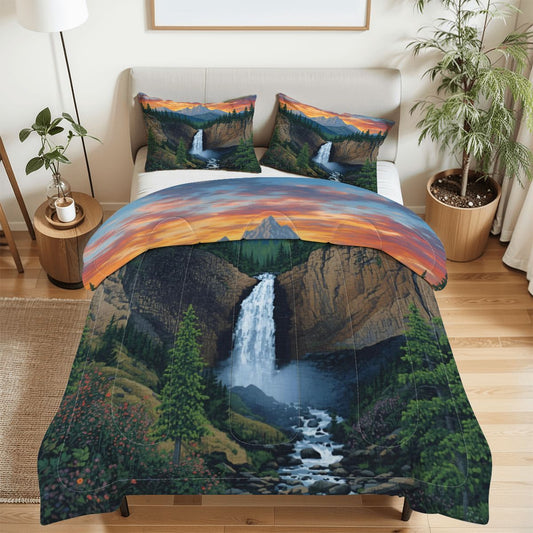Mountain Waterfall Full Comforter Set - 3 PCS Set