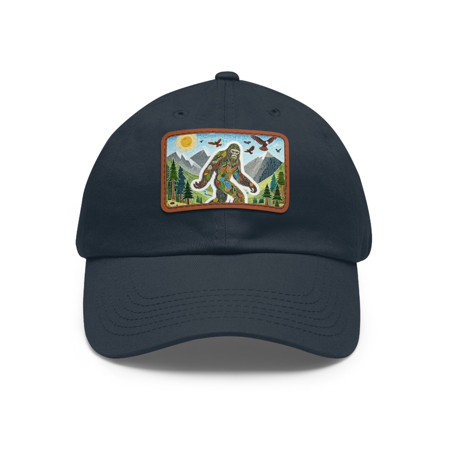 Bigfoot Leather Patch Hat — Rectangle Rustic Sasquatch Cap