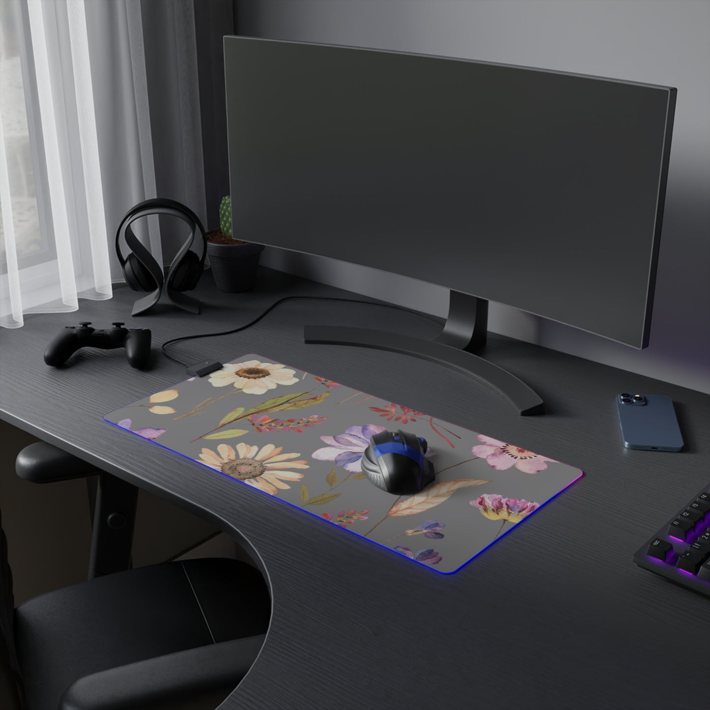 Floral LED Gaming Mouse Pad