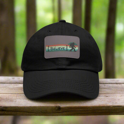 Bigfoot Believe - Hat with Leather Rectangle Patch