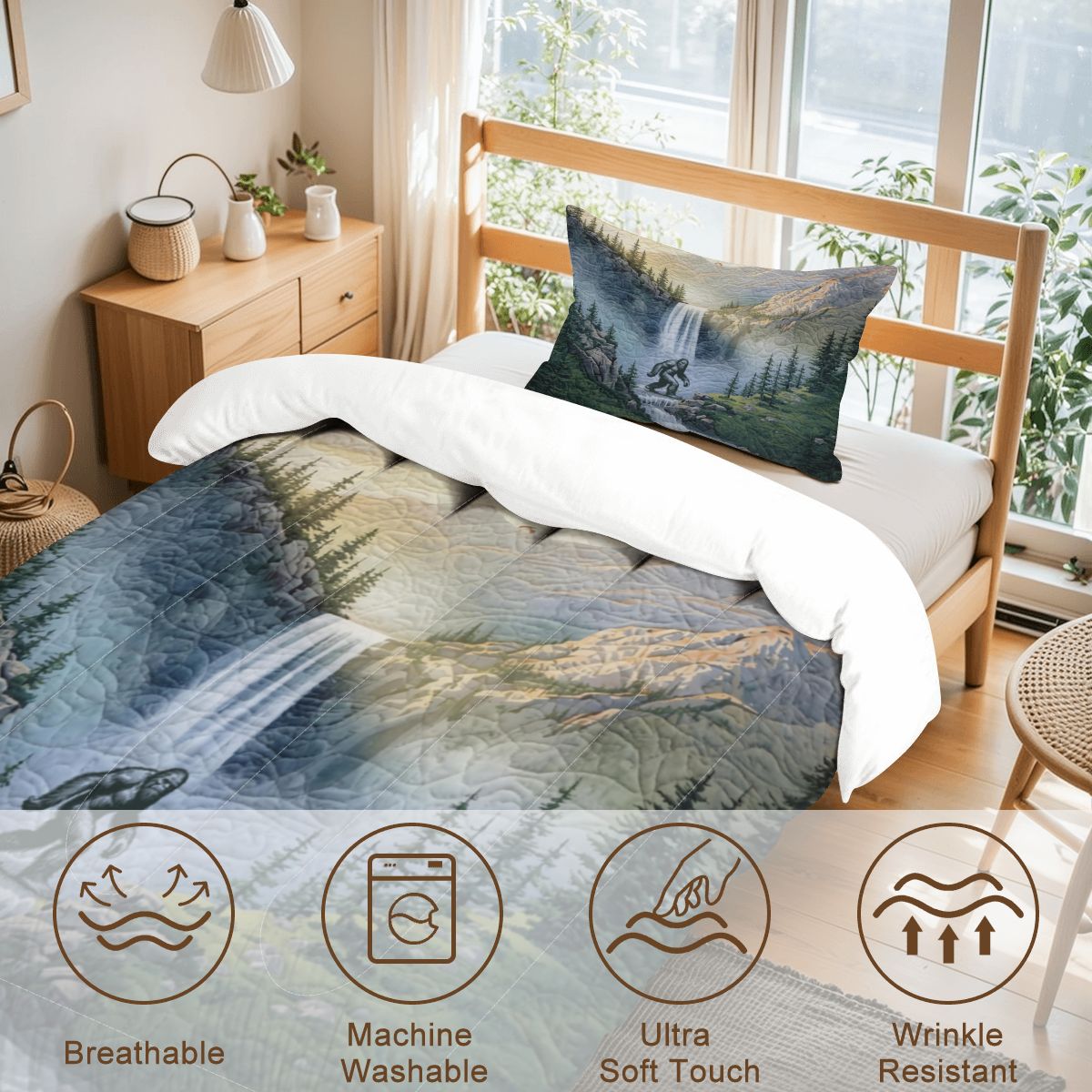Bigfoot Waterfall Twin Comforter Set Green - 3 PCS Set