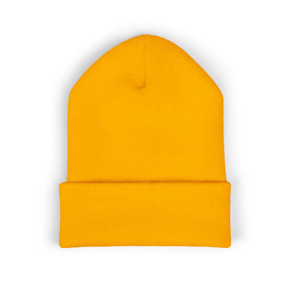 Bigfoot Mountain Embroidered Sunset Beanie — Classic Cuffed Knit Hat