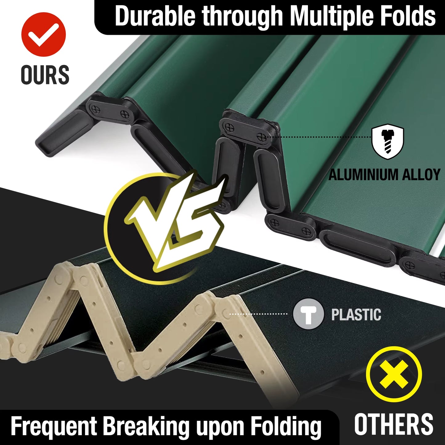Folding Camping Square Table with Carry Bag, Lightweight Aluminum Adjustable Square Table for Outdoor, Camping, Picnic