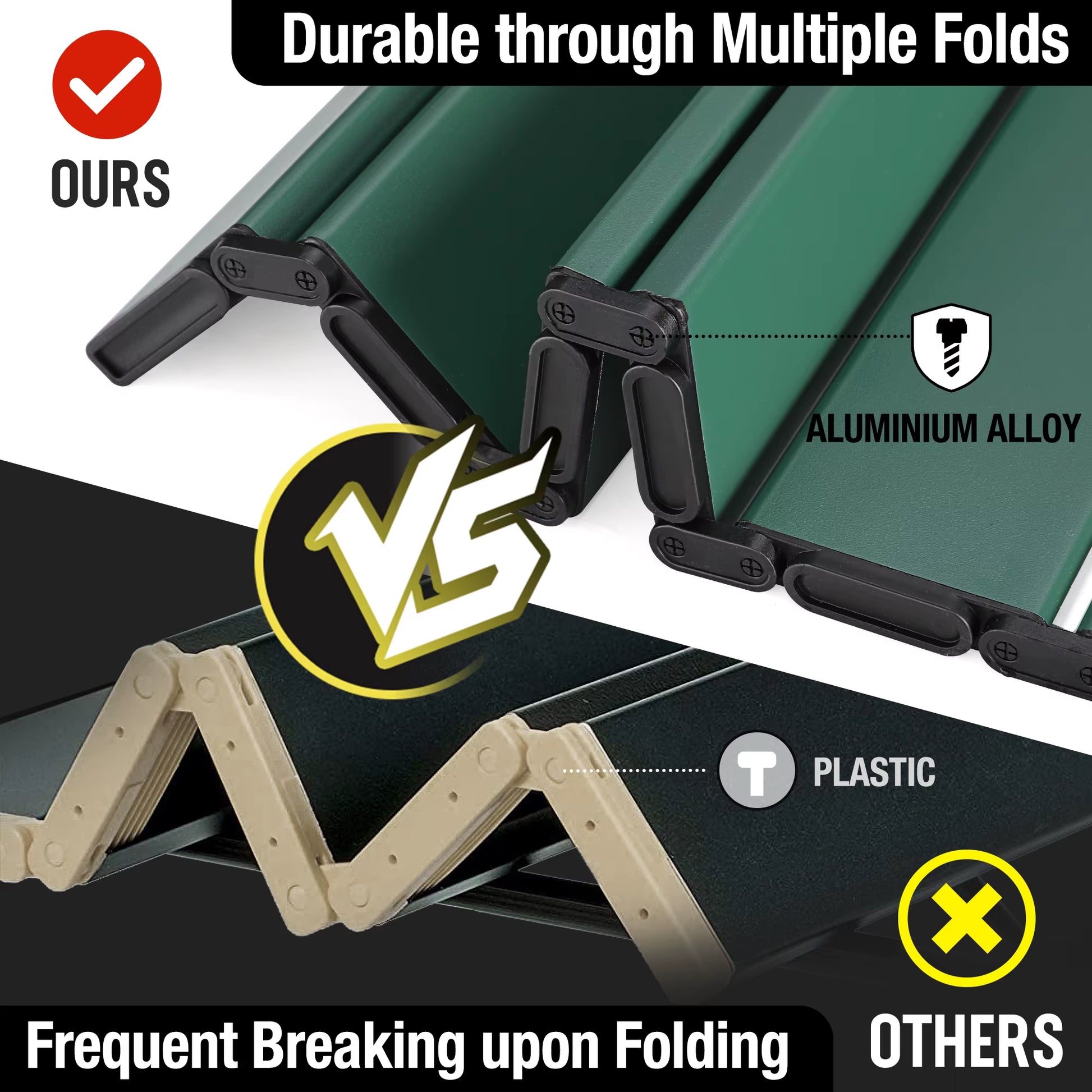 Folding Camping Square Table with Carry Bag, Lightweight Aluminum Adjustable Square Table for Outdoor, Camping, Picnic