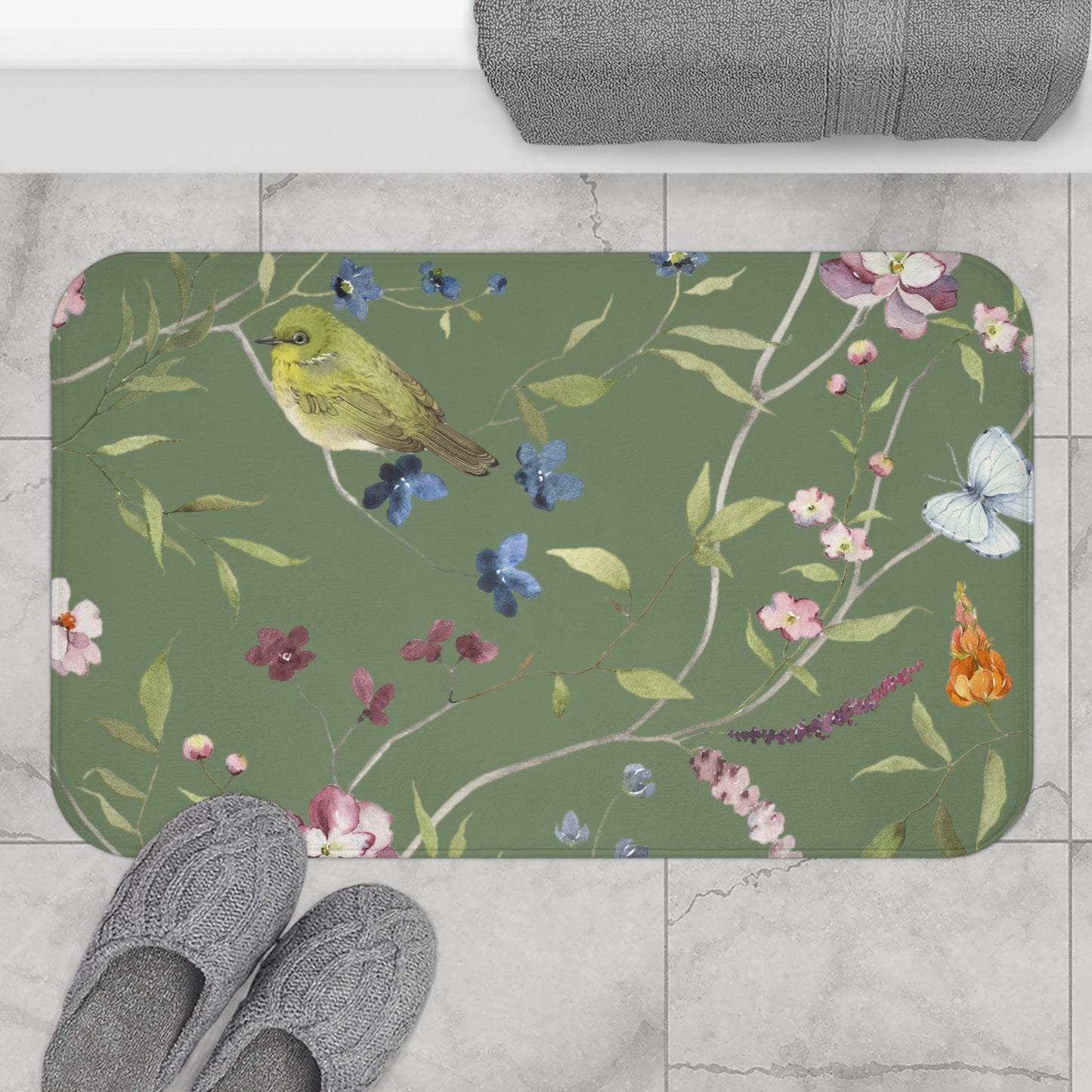 Green Bird Bath Mat