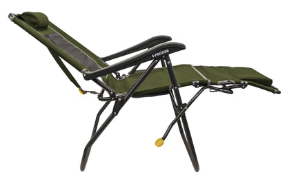 Legz up Lounger Adjustable Folding Recliner Camp Chair, Heathered Loden