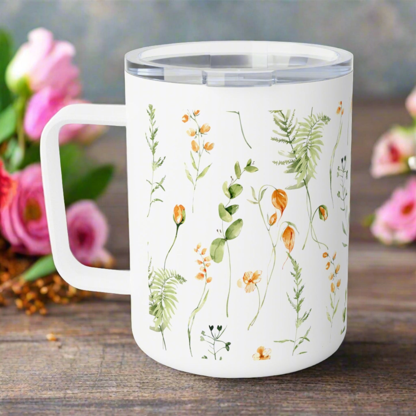 Day Flowers Insulated Coffee Mug, 10oz