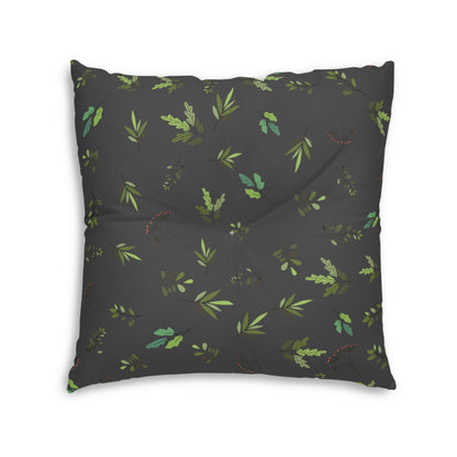 Square Floor Pillow - Green Leaves Design