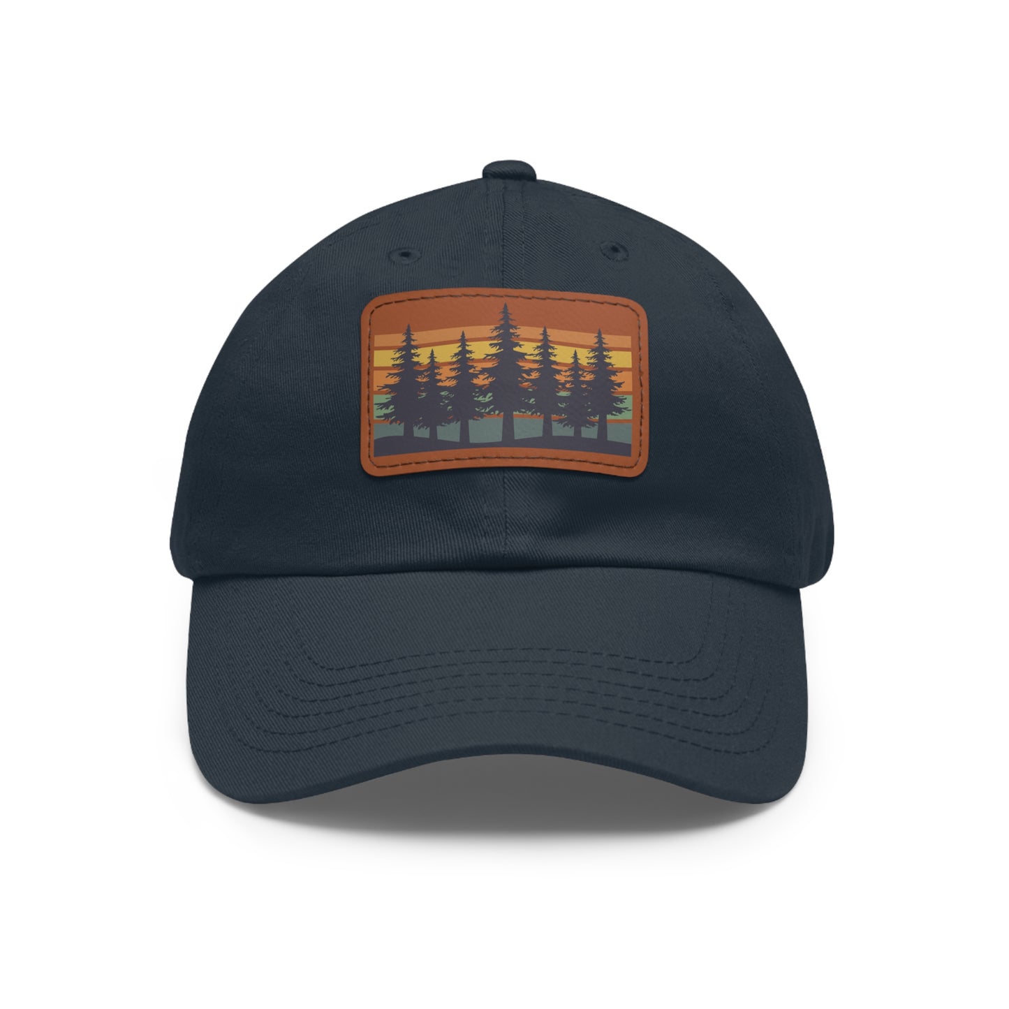 Sunset Pine Forest Cap - Leather Patch Hat
