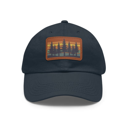 Sunset Pine Forest Cap - Leather Patch Hat