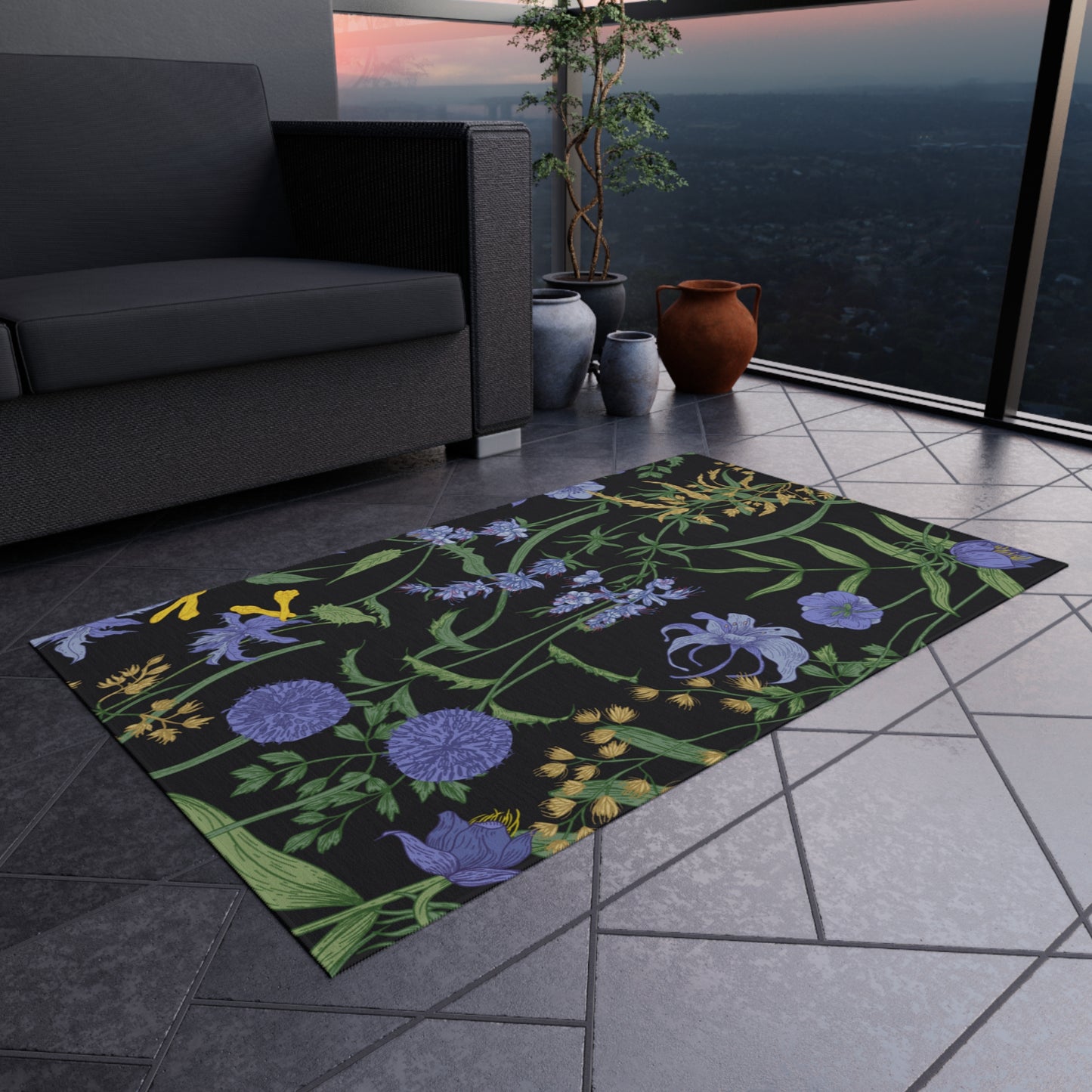 Blue Thistle Outdoor Rug