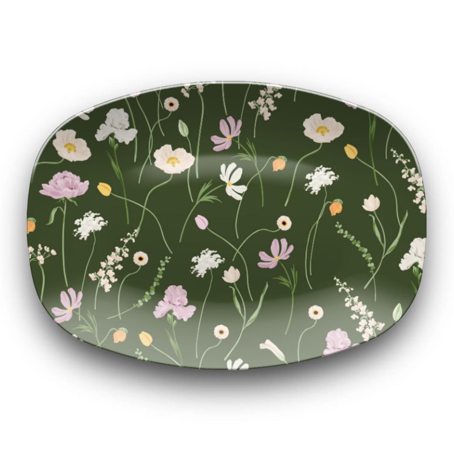 Forest Green Flowers Platter