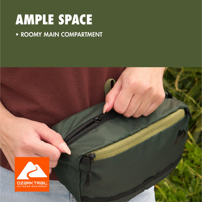 3.5 Ltr on Waist Pack, Green, Unisex, Polyester Zipper