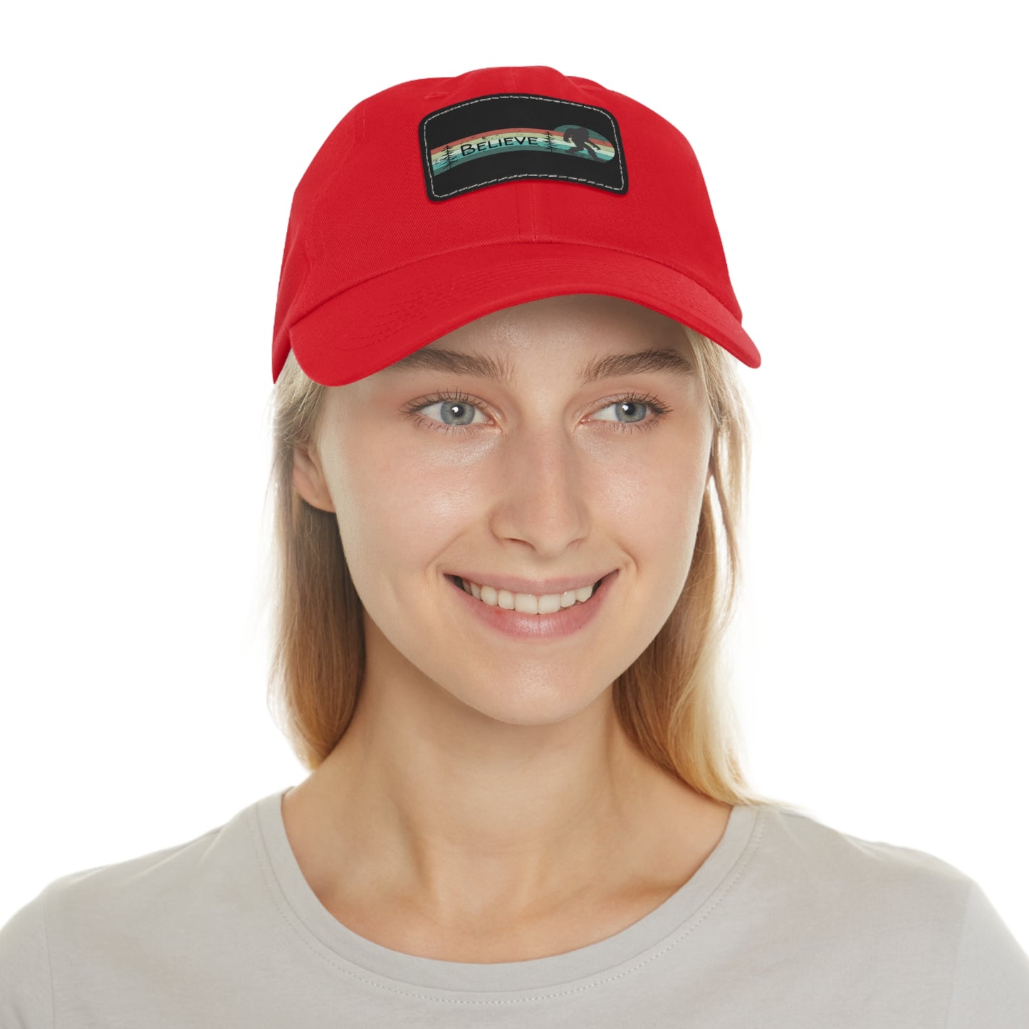 Bigfoot Believe - Hat with Leather Rectangle Patch