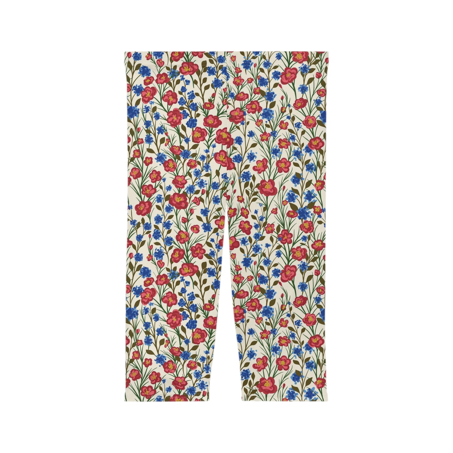 Royal Blue Flowers Women’s Capri Leggings