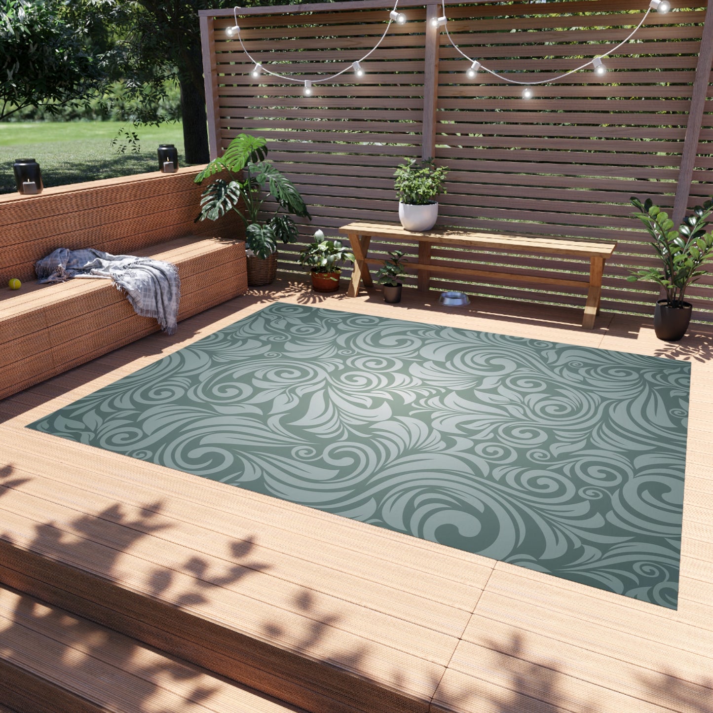 Paisley Green Outdoor Rug