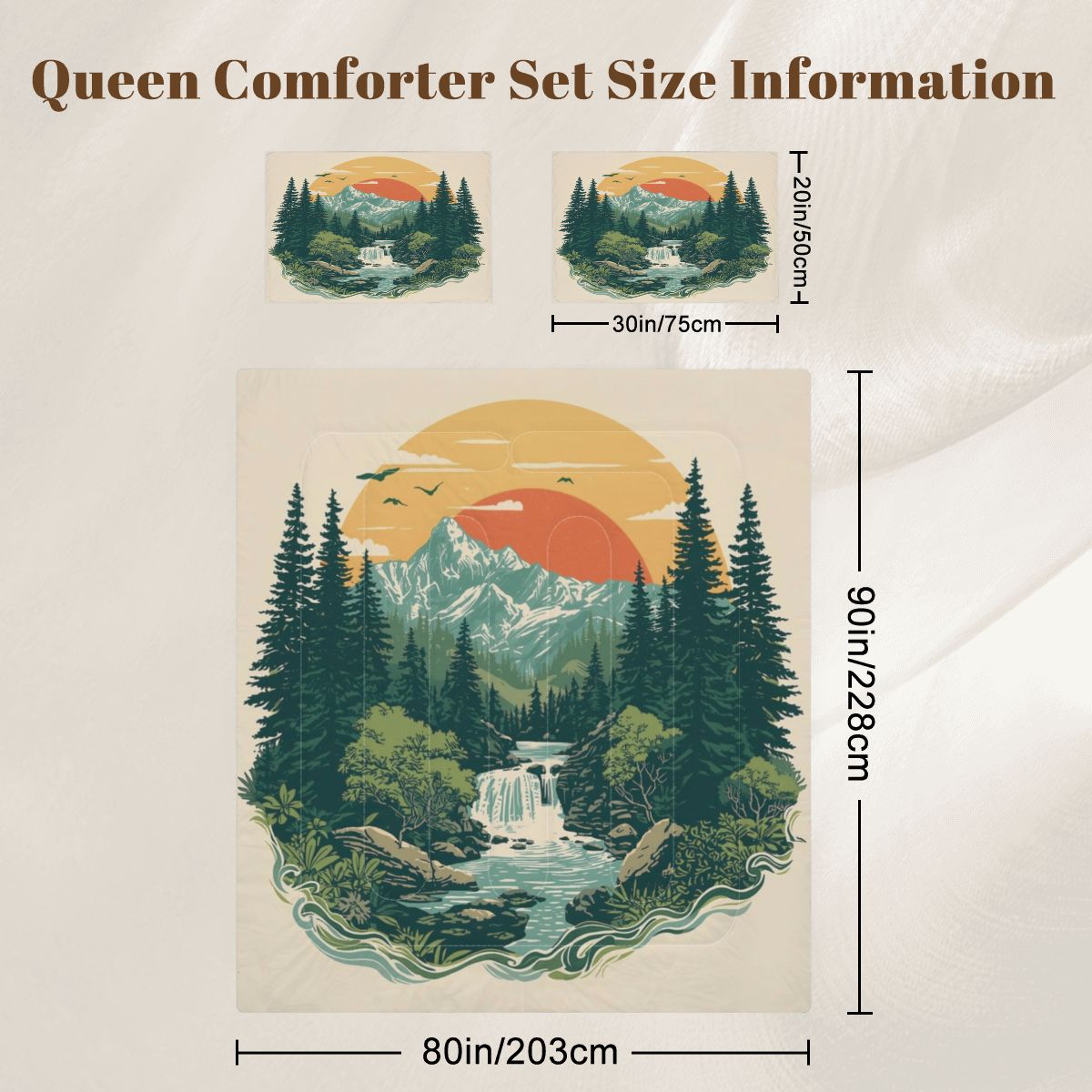 Rustic Mountain Falls Comforter Set - King, Queen, Full, & Twin Sizes Available