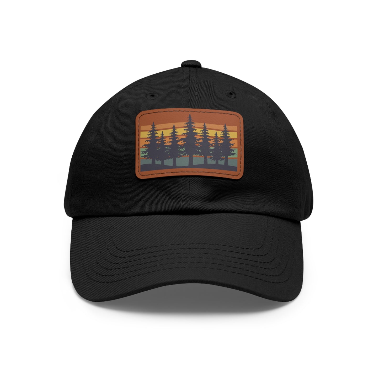 Sunset Pine Forest Cap - Leather Patch Hat