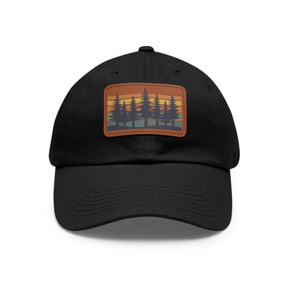Sunset Pine Forest Cap - Leather Patch Hat