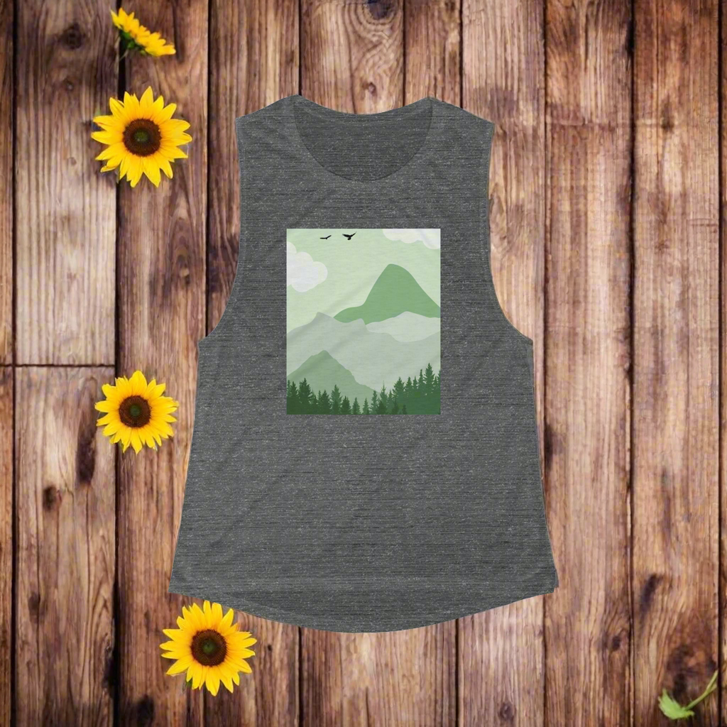 Mint Forest Women's Flowy Scoop Muscle Tank