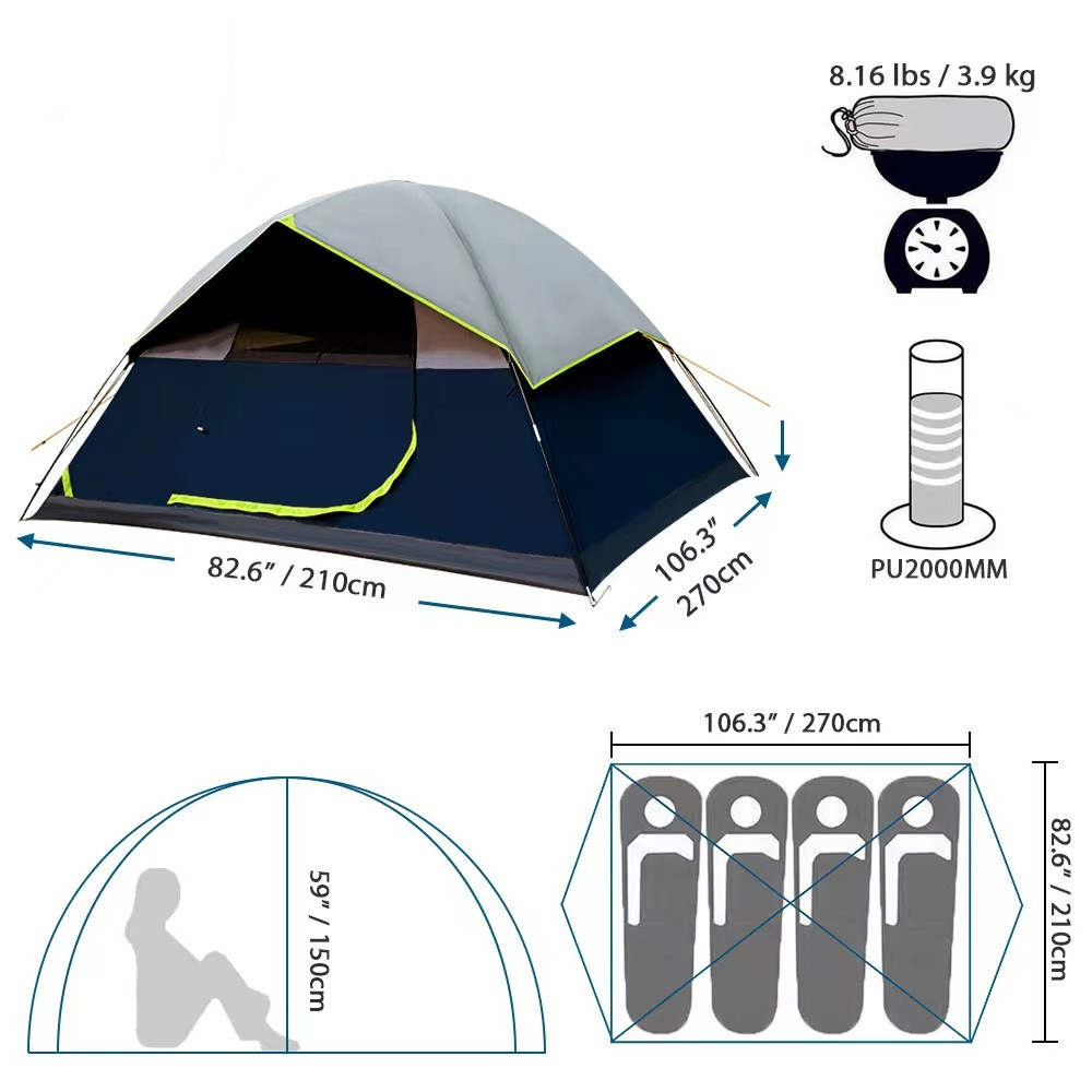 Ozark Trail 4 Person Tent for Camping Family Backpacking Tents