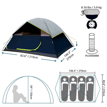 Ozark Trail 4 Person Tent for Camping Family Backpacking Tents