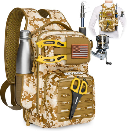 Beyond Fishing Tackle Backpack- the Voyager Tactical Fishing Storage Bag - Lightweight & Compact Bag for Fishing