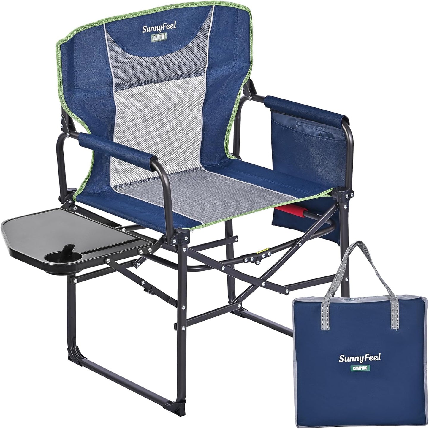 Camping Directors Chair, Heavy Duty,Oversized Portable Folding Chair with Side Table, Pocket for Beach, Fishing,Trip,Picnic,Lawn,Concert Outdoor Foldable Camp Chairs