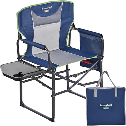 Camping Directors Chair, Heavy Duty,Oversized Portable Folding Chair with Side Table, Pocket for Beach, Fishing,Trip,Picnic,Lawn,Concert Outdoor Foldable Camp Chairs