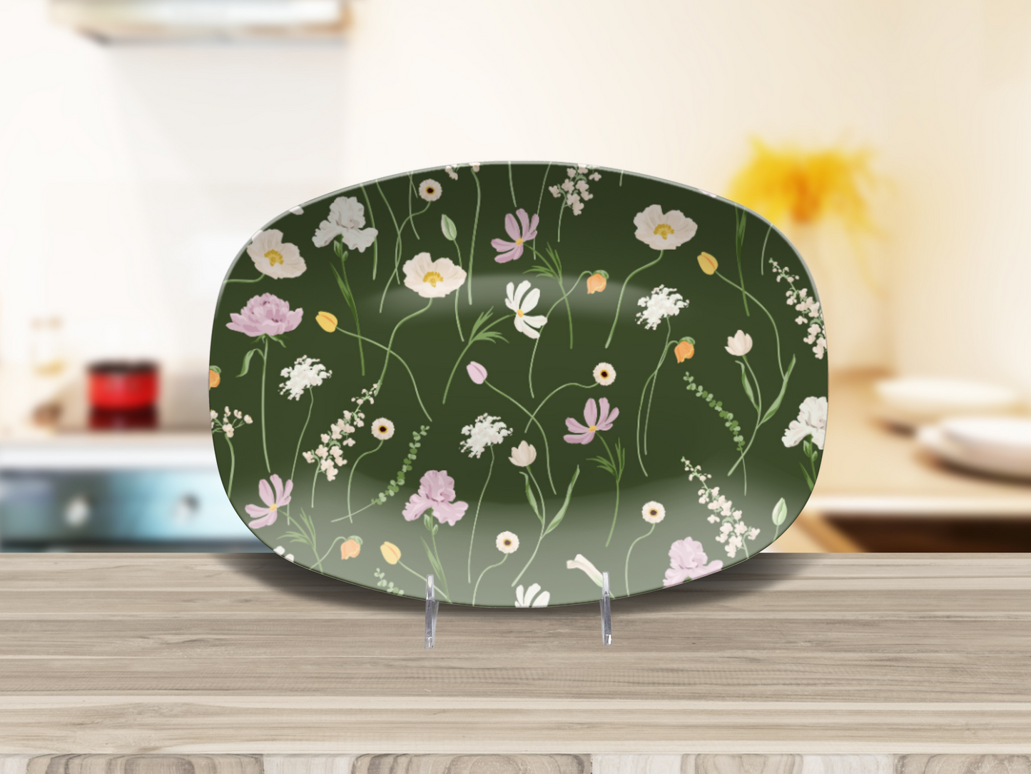 Forest Green Flowers Platter