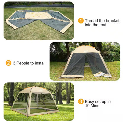 10 X 10 Ft. Mesh Net Wall Canopy Screen Dome Tent in Khaki UV Protect for Camping