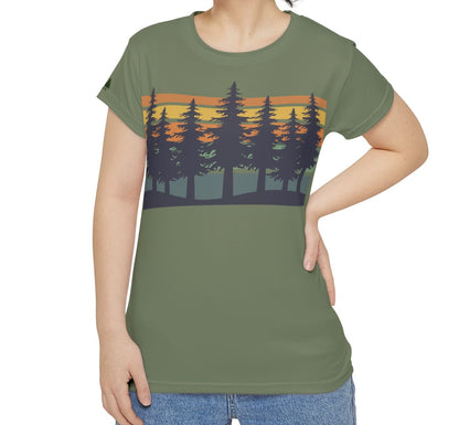 Women's Tee — Sunset Pine Forest Graphic Shirt