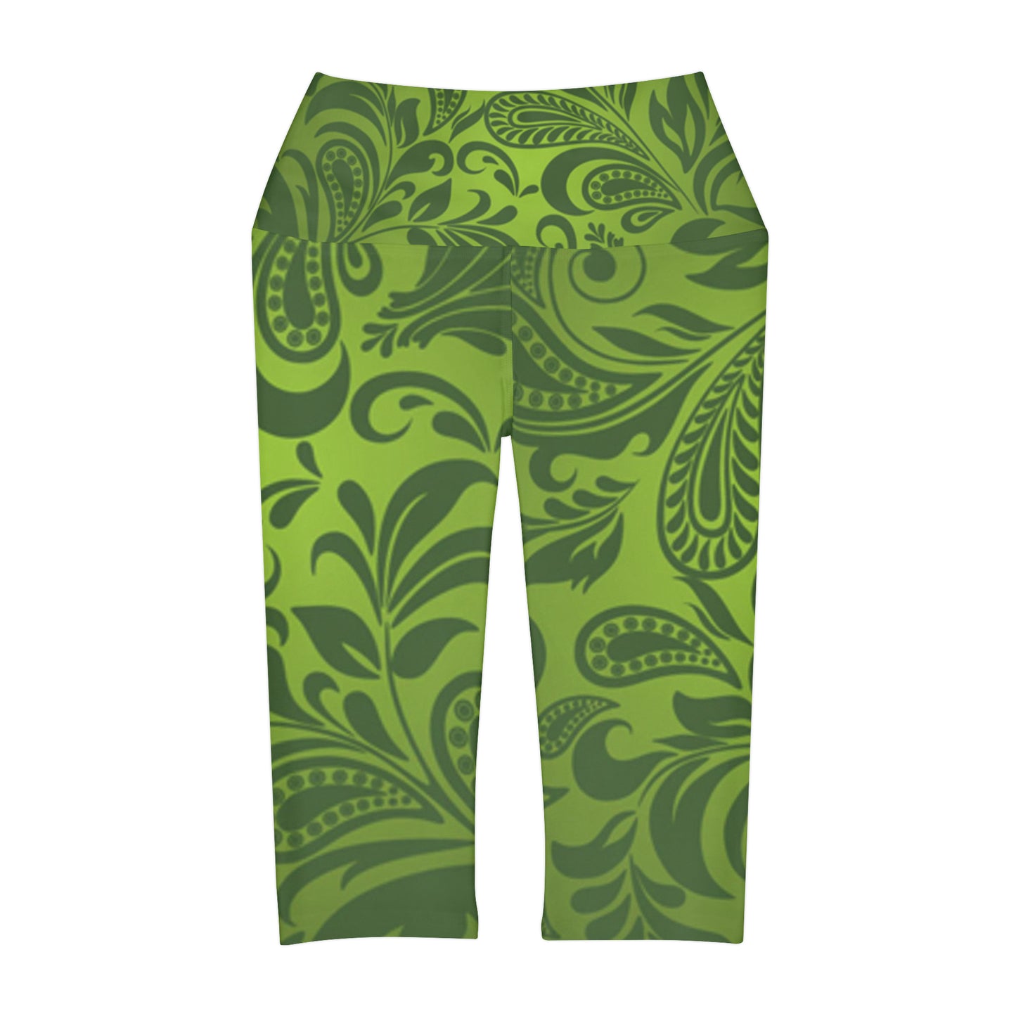 Green Paisley Yoga Capri Leggings