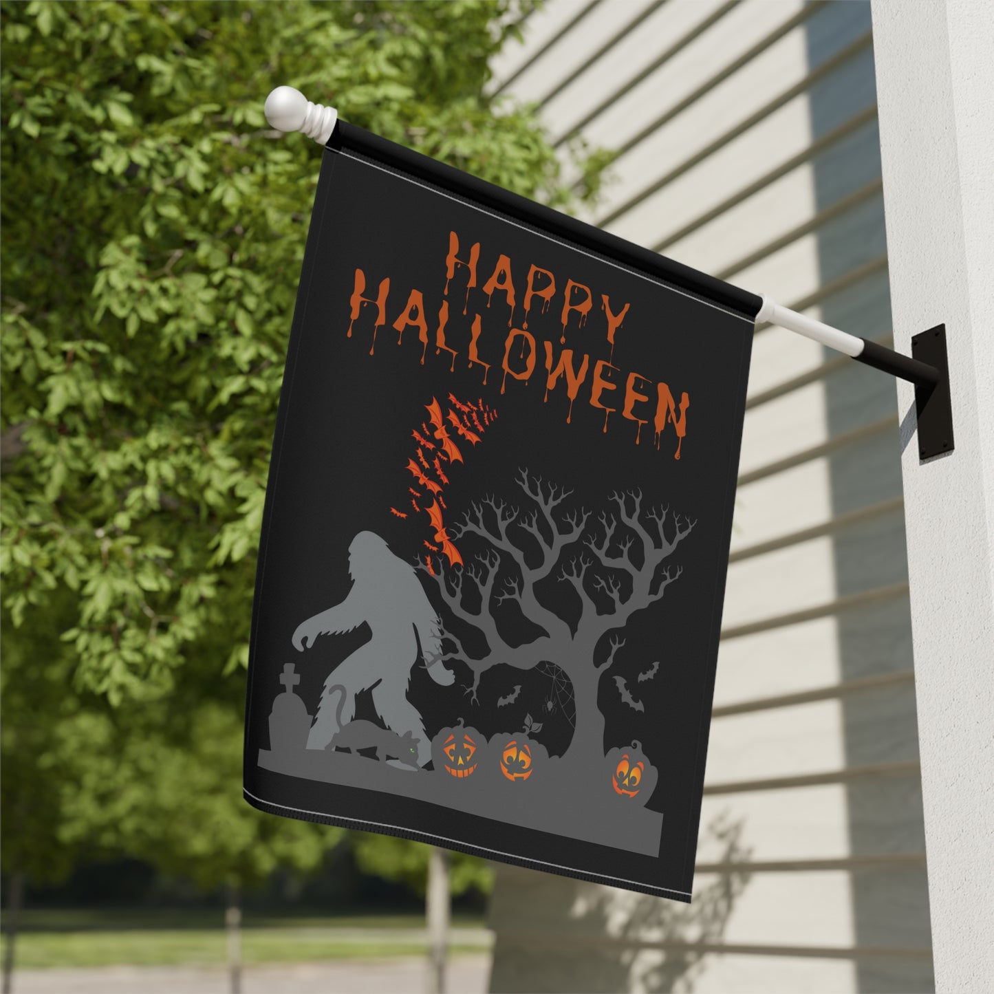 Happy Halloween Spooky Bigfoot - Garden & House Banner