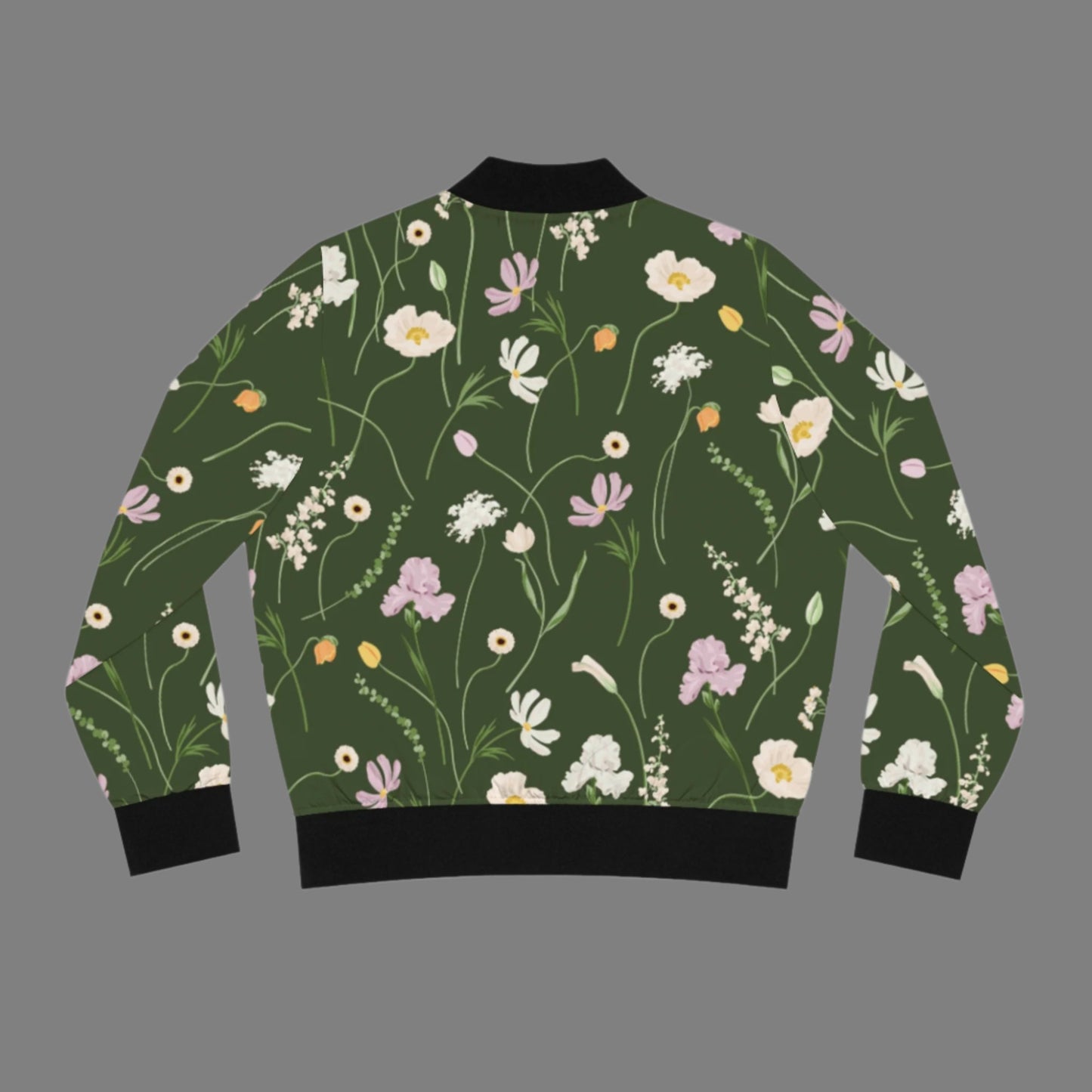 Army Green Flowers - Women's Bomber Jacket