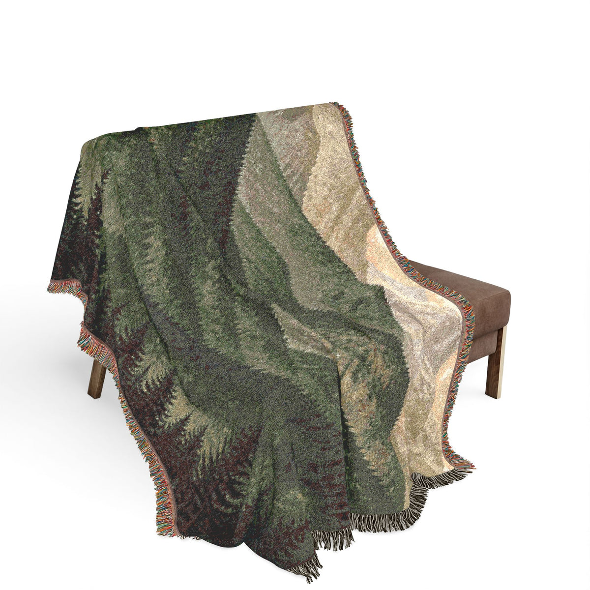 Mountain Landscape Woven Blanket — Cozy Forest Ridge Throw
