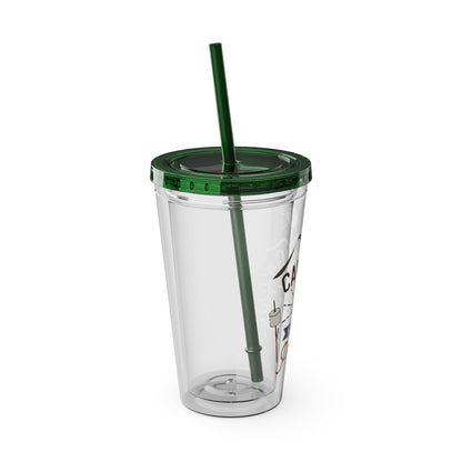 Camping is My Happy Place - Sunsplash Tumbler with Straw, 16oz