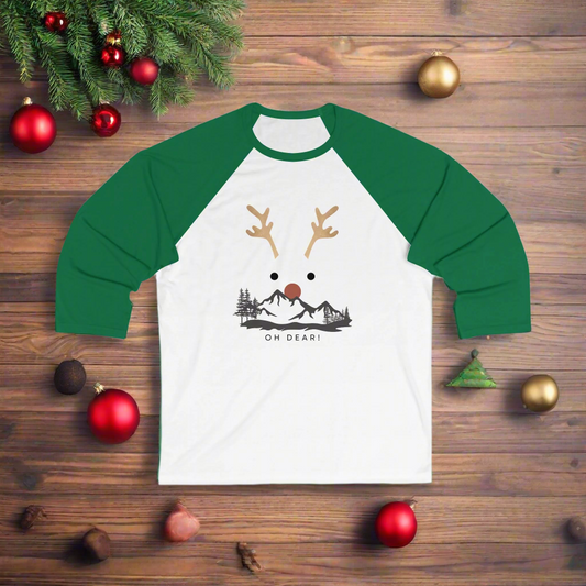 Christmas Deer Baseball Tee