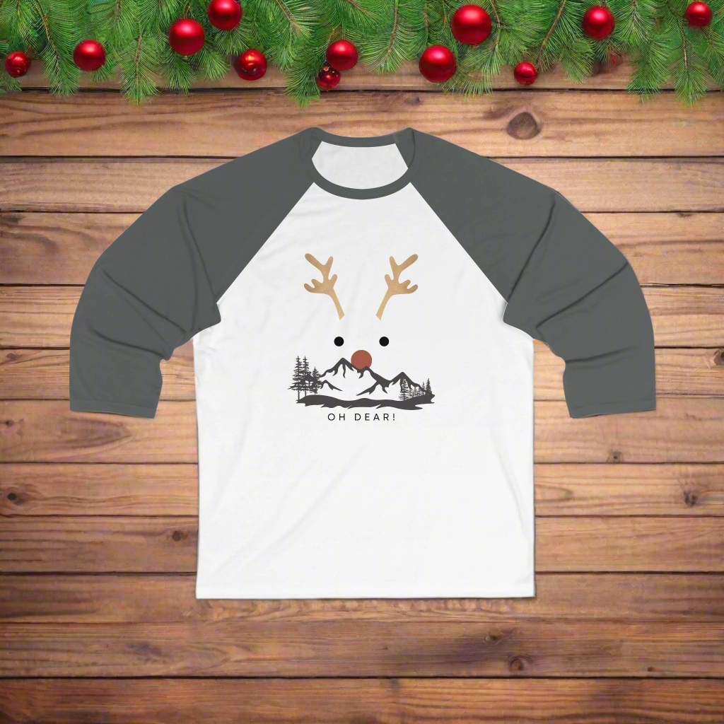 Christmas Deer Baseball Tee