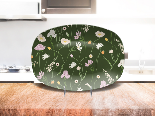 Forest Green Flowers Platter