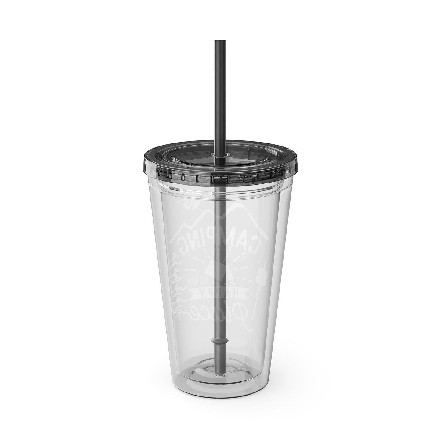 Camping is My Happy Place - Sunsplash Tumbler with Straw, 16oz