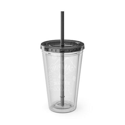 Camping is My Happy Place - Sunsplash Tumbler with Straw, 16oz